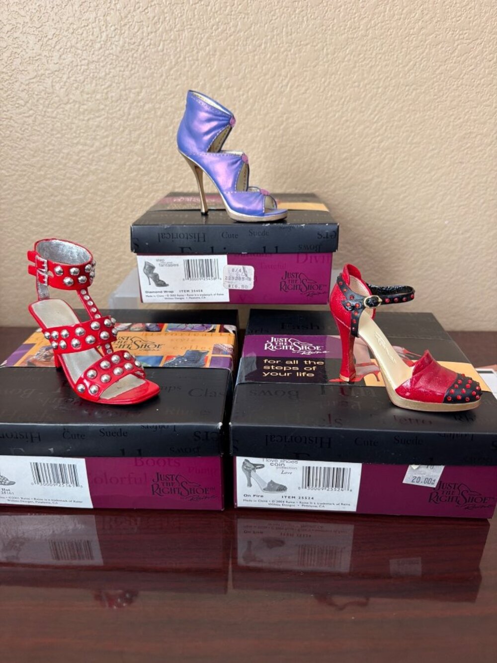Just the Right Shoe by Raine Lot of 3 Red Hot On Fire Diamond Wrap w/Boxes COAs - Picture 3 of 15